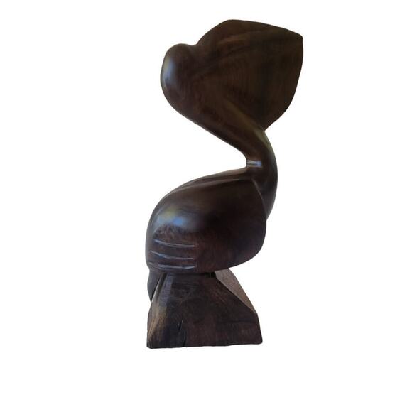 Vintage Art Hand Carved Pelican Wood Figurine Paper Weight Nautical Home Decor - Picture 4 of 11